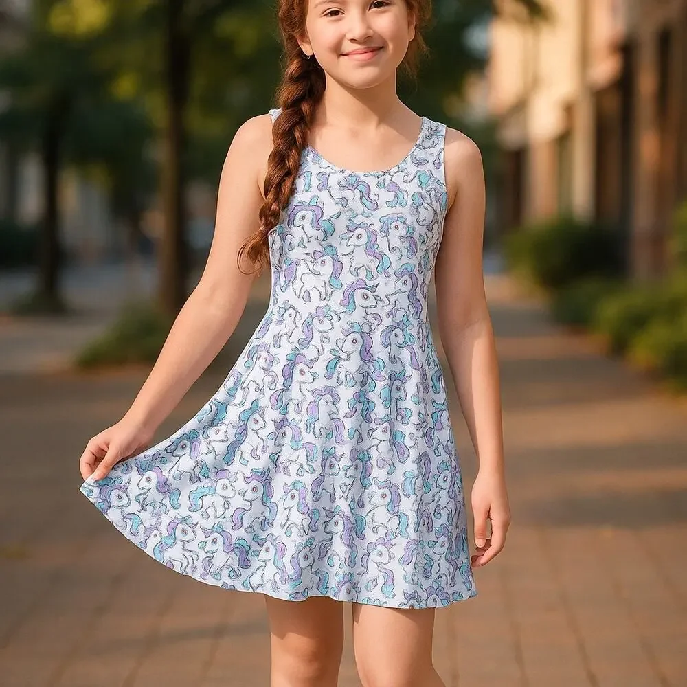 Children's Place Girls Dress Size XXL 16 Unicorn Tank‎ Fit and Flare NEW